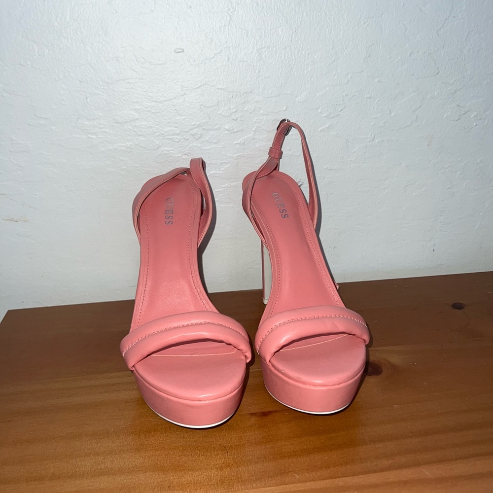 SOLD/ Guess Pink Suede Heels with Platform